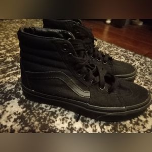 Black High Top Vans - Size 6 Men's, Size 7.5 Women's